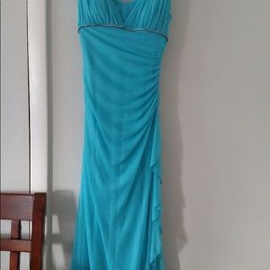 Teal v-neck tank dress